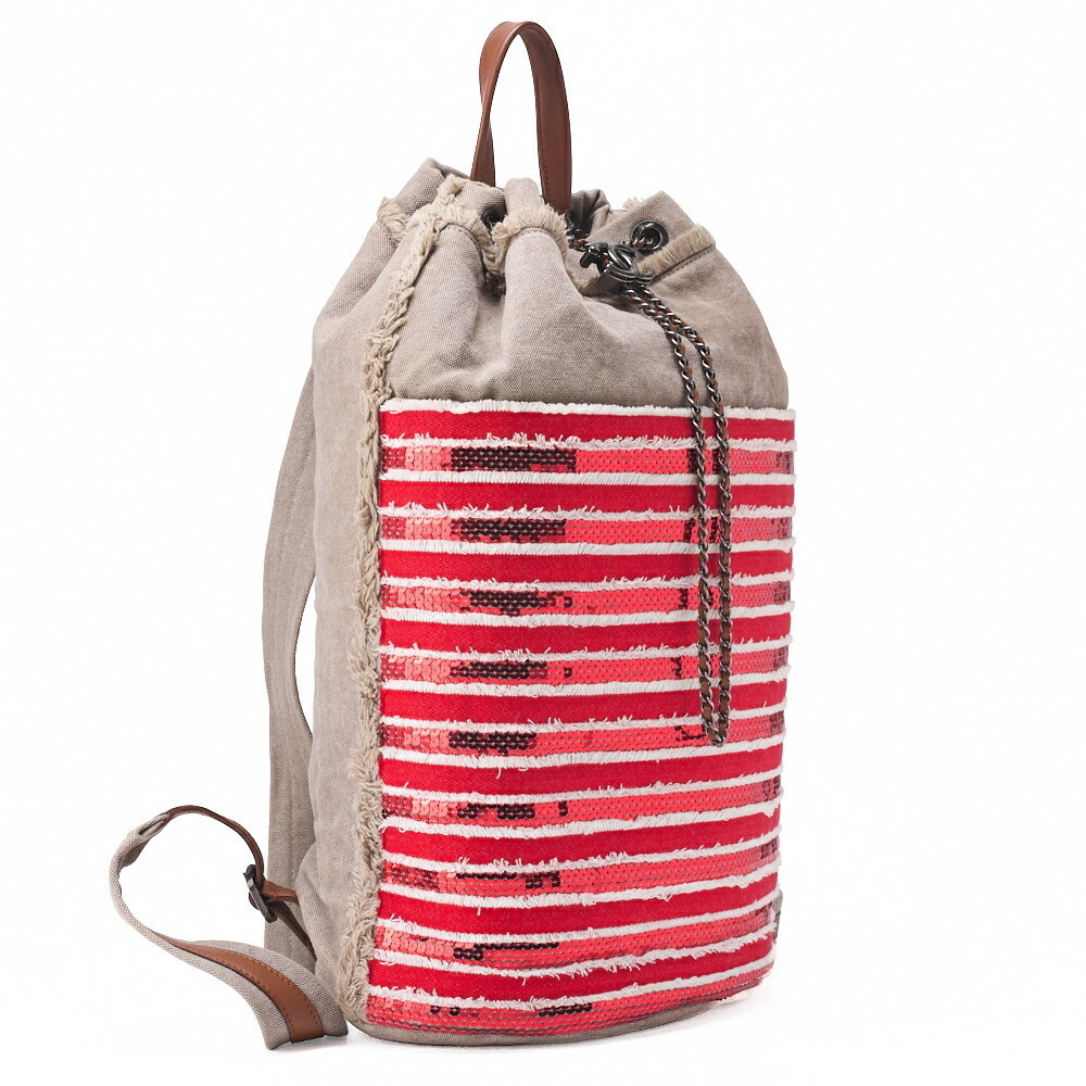 Chanel Coco Charm Sequin Drawstring Backpack Red … - image 3